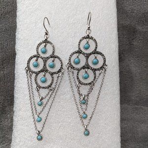 Turquise Silver colored Dangle earrings